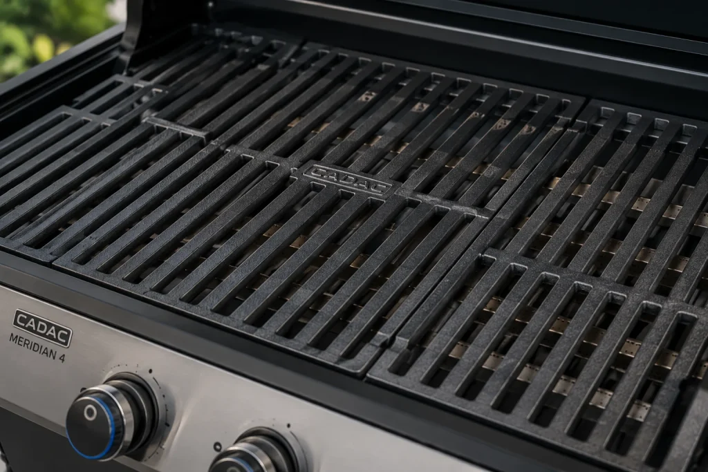 Cast iron cooking grates on a CADAC gas BBQ