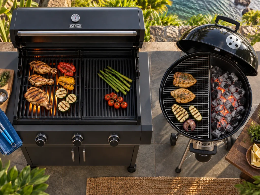 Direct and indirect cooking zones on CADAC gas and charcoal BBQs